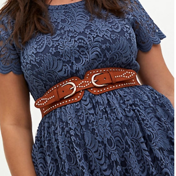 torrid Accessories - 🆕COGNAC FAUX SUEDE STUD DUAL BUCKLE BELT